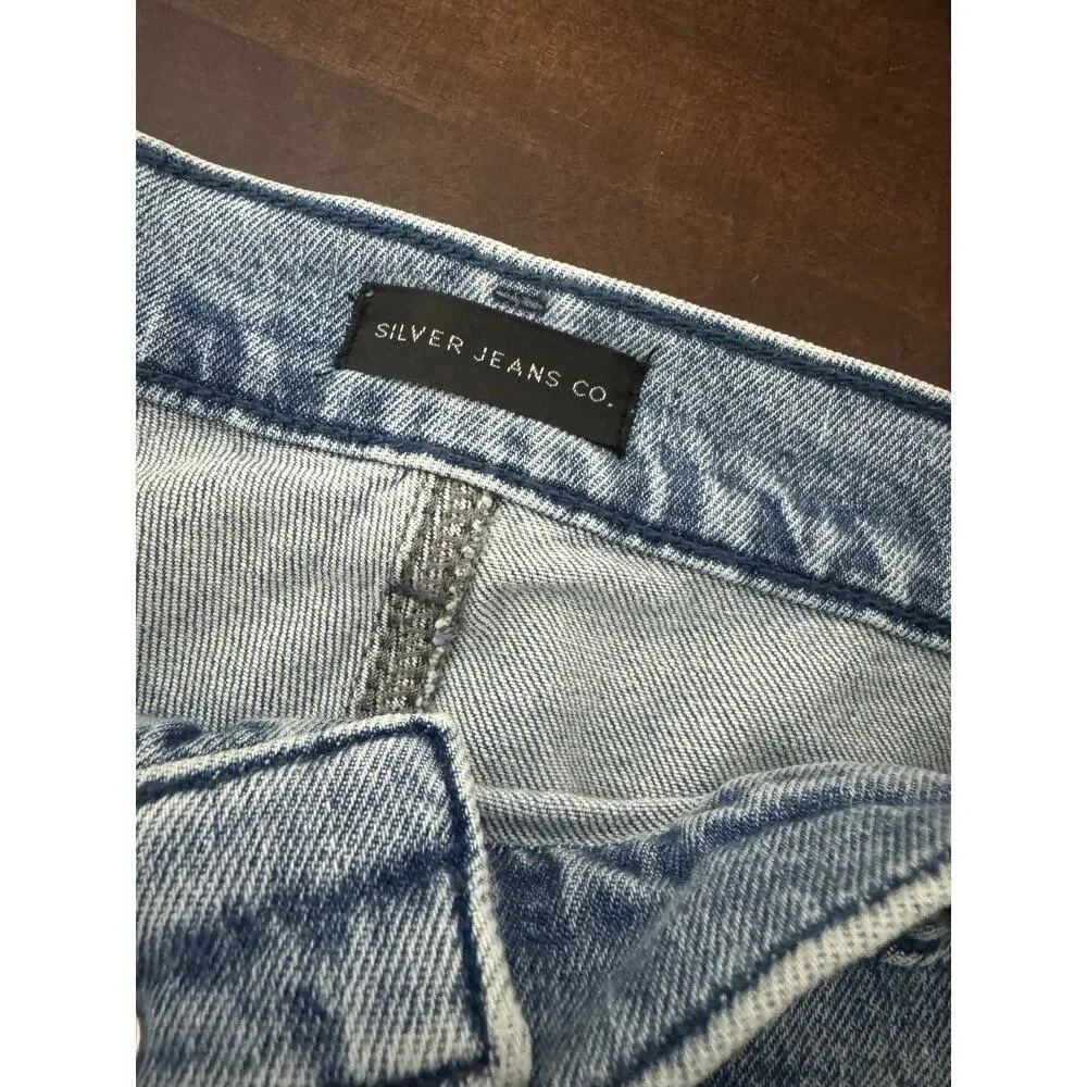 Silver Jeans Co. Denim Utility Cargo Jeans Mid Rise Straight Leg size 14W